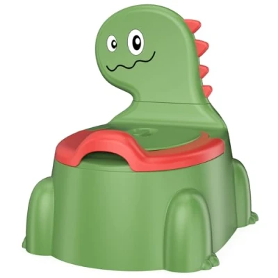 Image of Potty Training Toddler Toilet Seat, Potties for Children Infant Baby Chair with Splash Guard, Lid, Comfortable Backrest Portable Travel Ages 1 6 Boys and Girls, Green