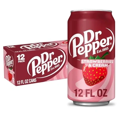 Image of Dr Pepper Strawberries and Cream Soda, 12 fl oz cans, Pack