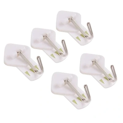 Image of White 20mm x Swivel Metal SelfAdhesive Hooks Pack of 5 By Ashley