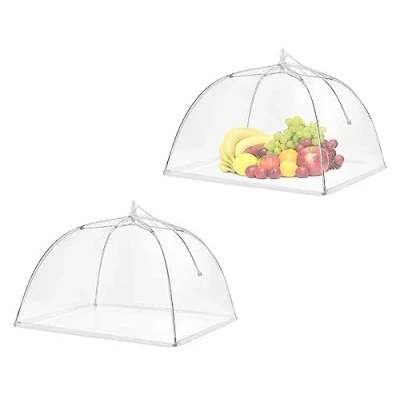 Image of Roysmart Mesh Material Fly Cover, Pack of 2 Covers for Food, Foldable Cake Screen, Food Perfect Protection Fruit, BBQ