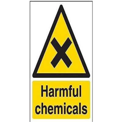 Image of V Safety Harmful Chemicals Warning Sign 150mm x 200mm Self Adhesive Vinyl