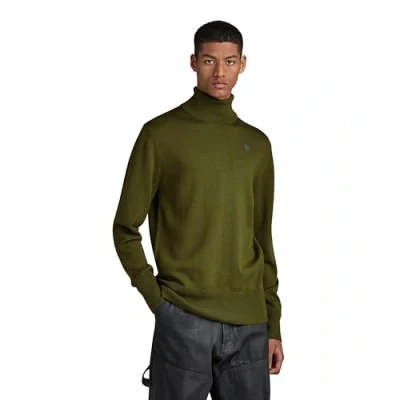 Image of G STAR RAW Men&#039;s Premium Core Turtle Knitted Sweater, Green (dark olive D21933 B692 C744), M