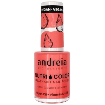 Image of Andreia Professional NutriColor Breathable Nail Polish Vegan and Cruelty Free DIY Art with Long Lasting Gloss Finish Colour NC15 Orange 10.5ml