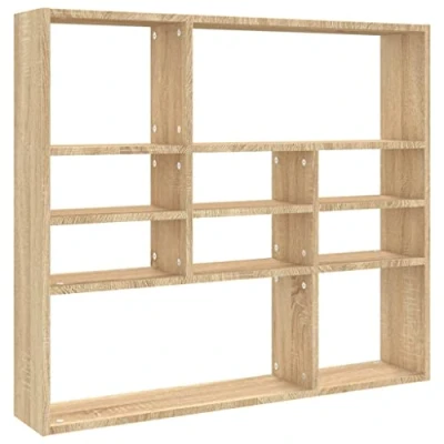 Image of vidaXL Wall Mounted Shelf, Modern Display Shelf in Sonoma Oak, Engineered Wood Shelving Unit for Living Room, Bedroom, Office