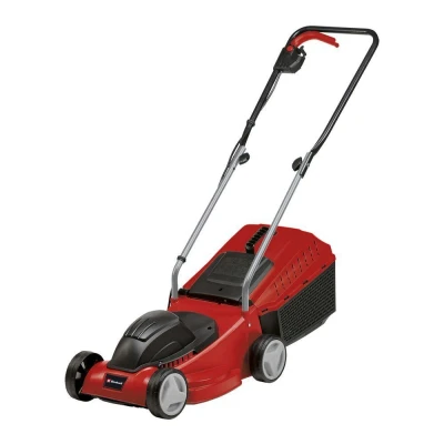 Image of Einhell GE EM 1032 Electric Lawn Mower 32cm Cutting Width, 30L Grass Box, 3 Height Levels Lightweight Corded Walk Behind Lawnmower For Small To Medium Gardens