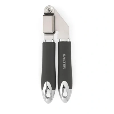 Image of Salter BW11385EU7 Cosmos Garlic Press, Crushes Ginger, Easy to Clean, Hanging Hook for Storage, Soft Touch Handle, Stainless Steel, Matte Grey