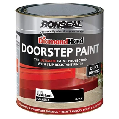 Image of Ronseal DHDSPB250 Diamond Hard Doorstep Paint Black 250ml(Packaging may differ)