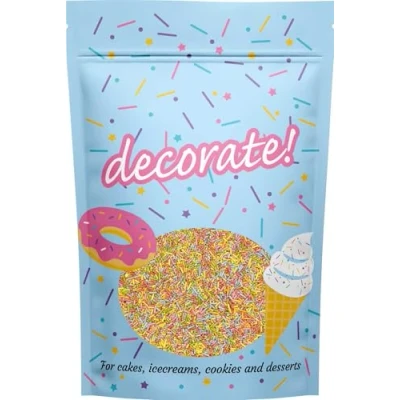 Image of decorate! Matt Strands Natural Bright Cake Topper Sprinkles 500g Edible Vermicelli Cupcake Decorations Ideal for Ice Cream, Cakes, Bakes &amp; Doughnuts