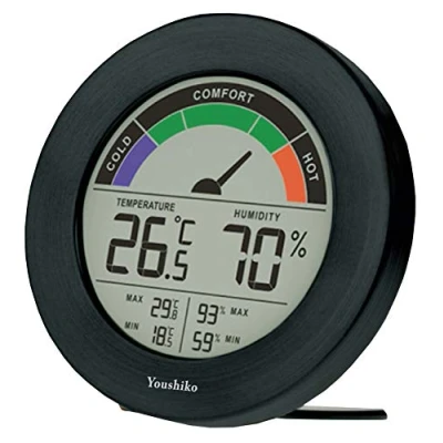 Image of Youshiko Large LCD Digital Thermo Hygrometer, Indoor Weather Thermometer Hygrometer Gauge, Monitor Temperature Humidity Meter for Home Office Comfort, Min/Max Records (24 Hour Auto Reset)