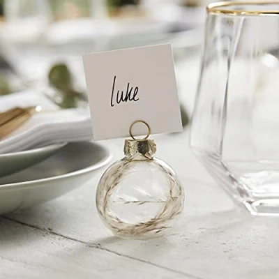 Image of Ginger Ray NOEL 188 Christmas Place Card Holders with Pampas Grass, Brown