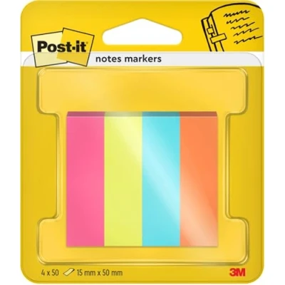 Image of Post it Notes Markers, Poptimistic Colour Collection, 12.7 mm x 44.4 mm, 50 Sheets/Pad, 4 Pads/Pack 7100259443