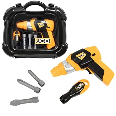 Image of JCB Drill Tool Carry Case &amp; Tools Play Set For Kids Boys Girls Childrens Builders Construction Roleplay Kit