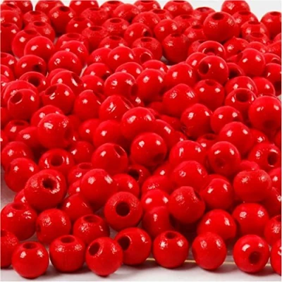 Image of Wooden beads, D: 5 mm, red, 6g, approx. 180 pc
