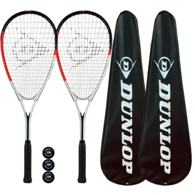 Image of Dunlop Hyper Squash Racket Twin Pack, inc Full Protective Cover &amp; 3 Balls (Various Models Available) (Hyper X Lite)