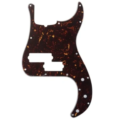 Image of Musiclily Pro 5 String 13 Hole Contemporary P Bass Pickguard for Fender American Precision Bass, 4Ply Tortoise Shell