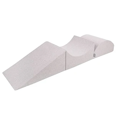 Image of KiddyMoon Foam Playground For Kids Obstacle Course Children Montessori Toy Babies Soft Construction Blocks Element, Wedge/Ramp/Halfshaft, Made In The EU, Lightgrey: