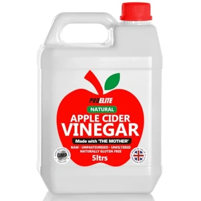 Image of Apple Cider Vinegar with Mother 5L, 5 Percent Acidity Raw, Unfiltered &amp; Unpasteurised Naturally Vegan, GMO Free Gluten Alternative for Capsules Tablets by PROELITE