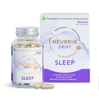 Image of NEUBRIA Drift Natural Sleep Aid Supplement for Calm, Unwind &amp; Relaxation with Lemon Balm, Hops, Chamomile Saffron Plus Magnesium, L Tryptophan, VIT D3 Folic Acid 60 Vegan Capsules