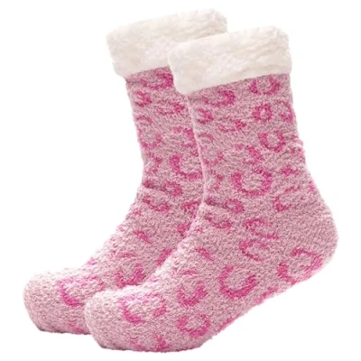 Image of A2Z Ladies Socks Leopard Animal Slipper Stylish Durable Soft Feel Comfortable LS1259 Pink 4 8