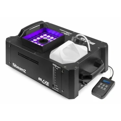 Image of beamz Blaze1800 Vertical Smoke Machine 1800W Fog with 24x 4W 4 in 1 RGB UV LEDs, DMX Control &amp; Wireless Remote High Performance Fogger for Stage Events