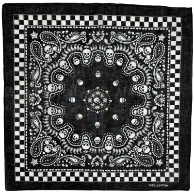 Image of Zac&#039;s Alter Ego Skull &amp; Paisley Bandana/Face Mask with Chessboard Border
