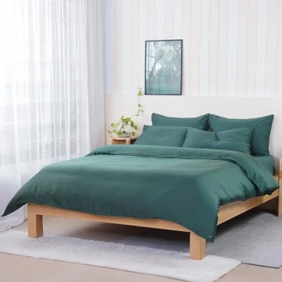 Image of Sheet Story Bamboo Duvet Cover Double Size 400 Thread Count Luxuriously Soft and Hypoallergenic with Invisible Buttons Only