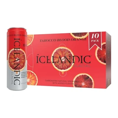 Image of Icelandic Glacial Sparkling Water, Tarocco Blood Orange, 330 ml Cans, 10 Count
