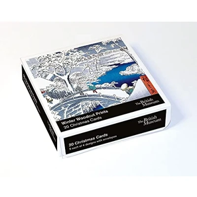 Image of Christmas Theme Boxed Cards 20 Cards, 4 Designs Winter Woodblock Prints