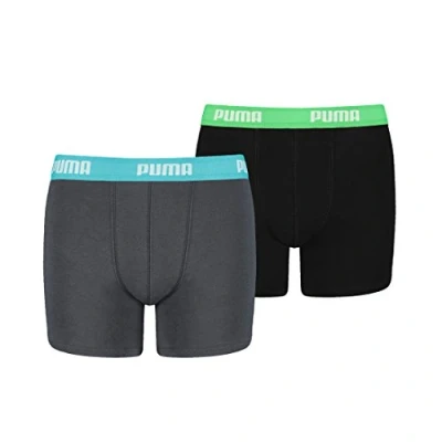 Image of PUMA Boy&#039;s Underwear Boxer Shorts Basic (2 Pack), India Ink/Turquoise, 134 140 (Pack of 2)