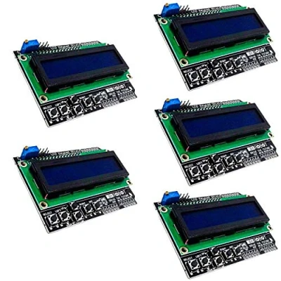 Image of AZDelivery compatible wtih HD44780 LCD Keypad Shield 16x2 LCD1602 Expansion Board Module Display IIC 5V with Arduino Including E Book! (Pack of 5)