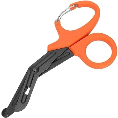 Image of INSGB Titanium Bandage Shears Scissors EMT and Medical Scissors, Stealth Black Coated for Nurses, Emergency Room Paramedics Perfect Nurse First Aid, Tough Cuts (Orange, 19cm)