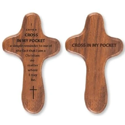 Image of WOOD HOLDING PRAYER CROSS “CROSS IN MY POCKET