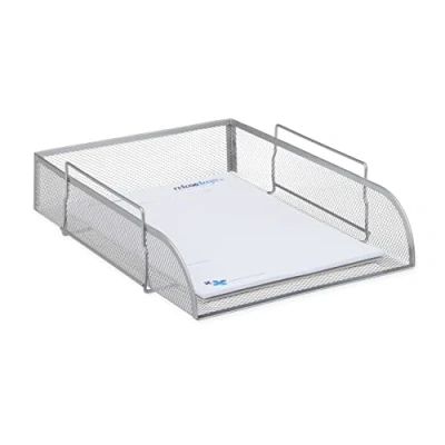 Image of Relaxdays Stackable Metal Document Holder, Silver, 33.5 x 26 8.5 cm