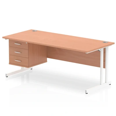 Image of Impulse 1800 Rectangle White Cant Leg Desk Beech 1 x 3 MI001703