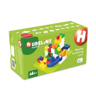 Image of Hubelino 420497 Marble Run Switch Expansion set, Compatible with popular bulding block system 43 pieces for Ages 4 and Up (Made in Germany)