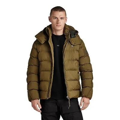 Image of G STAR RAW Men&#039;s Whistler Padded Hooded Jacket, Green (dark olive D20100 D199 C744), M