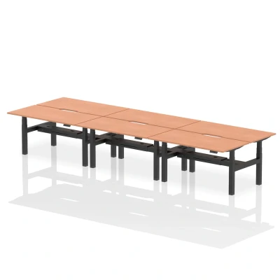 Image of Air B2B 1600x800 Adjustable 6P Bench Desk Scalloped Beech/Black