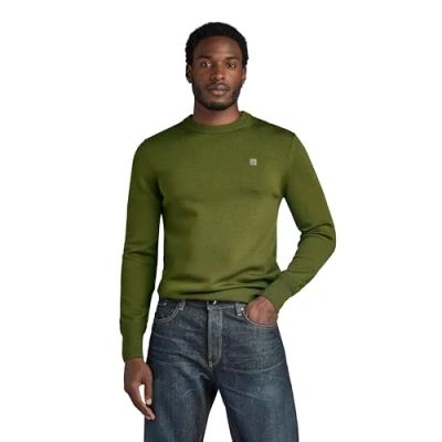 Image of G STAR RAW Men&#039;s Premium Core Knitted Sweater, Green (dark olive D21931 B692 C744), XXL