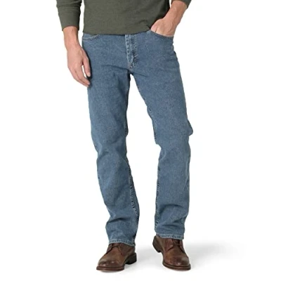 Image of Wrangler Authentics Men&#039;s Regular Fit Comfort Flex Waist Jean, Light Stonewash, 44W x 34L