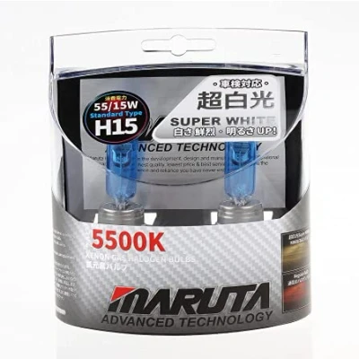 Image of MARUTA® H15 55/15W 12 V 5500K, Super White Series Xenon Gas Filled Headlight Bulbs (E4) With Advanced Technology