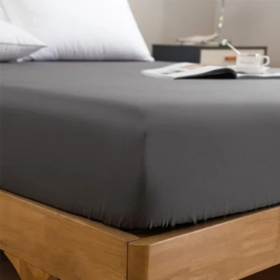 Image of Good Nite Double Fitted Sheet Cotton 100% Egyptian Bed Sheets 200 Thread Count Extra Deep Soft Cosy Machine Washable (Gray, Double)