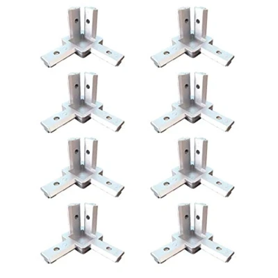 Image of Befenybay 8PCS 3 Side End Corner Bracket Connector with Screws for 6mm T Shape Aluminum Extrusion Profile European Standard 2020 Series(2020s Silver)