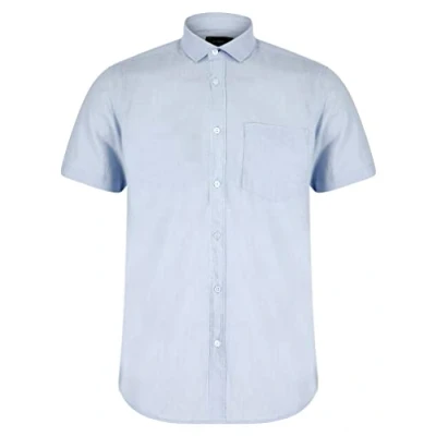 Image of Tokyo Laundry Men&#039;s Bertrand Classic Collar Short Sleeve Linen Cotton Blend Shirt Soft Blue