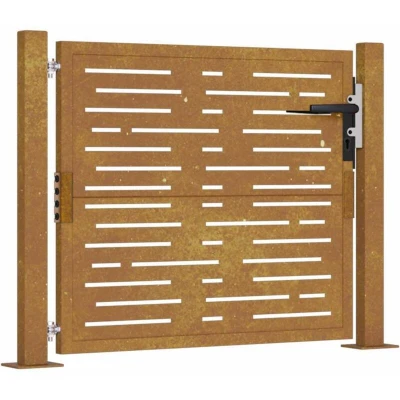 Image of vidaXL Garden Gate 105x80 cm Corten Steel Square Design