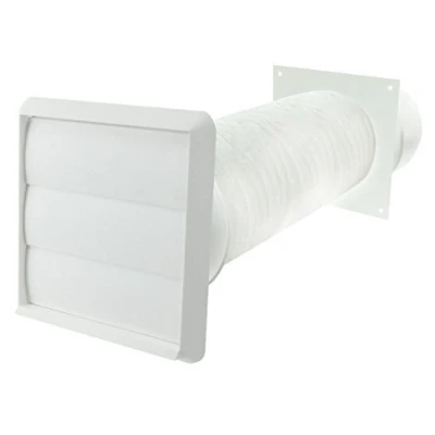 Image of Spares2go Exterior Wall Ducting Kit for Neff Cooker Hoods (White, 4&quot; / 102mm)