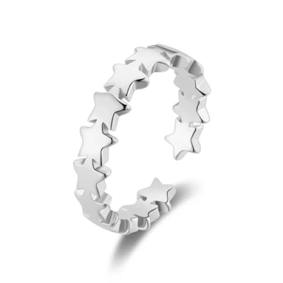 Image of Philip Jones Silver Plated Adjustable Star Band Ring