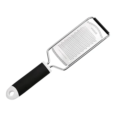 Image of Vogue Fine Grater, Black &amp; Stainless Steel, Narrow Blade, shred, Cheese Chocolate Parmesan Hanging Hole in Handle for Storage, DM023