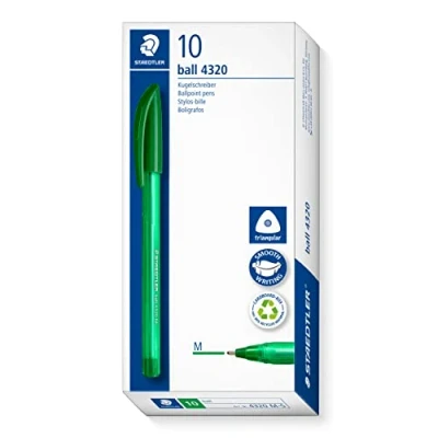 Image of STAEDTLER 4320 M 5 Stick Rainbow Ballpoint Pen Green (Box of 10)