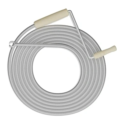 Image of Pipe Cleaning Spiral, Length 5m, Washbasin, wc, Shower, Bathtub, Drain Unclogging, with Handle, Steel, Silver Relaxdays