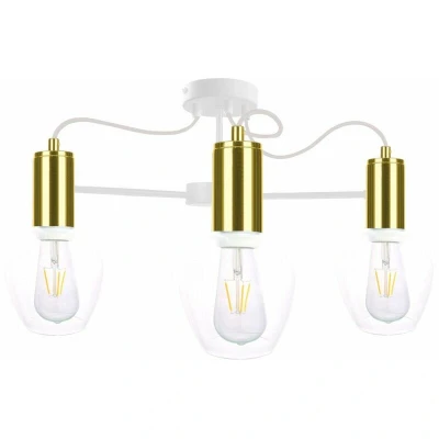 Image of Maya Multi Arm Semi Flush Ceiling Light White, Gold, 60cm, 3x E27